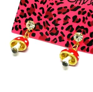 Crystal red mushroom earrings